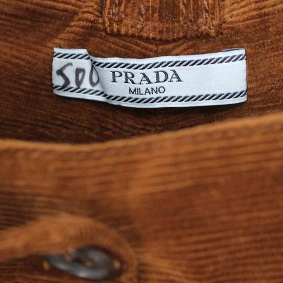 PRADA Corduroy Pants Brown High Rise Flare Leg Trousers size 36 Small Milano NEW - Picture 4 of 8